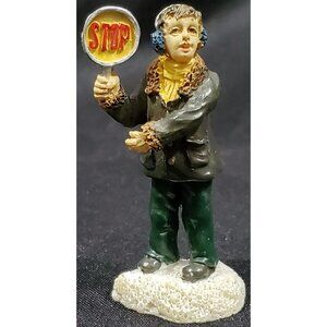 St Nicholas Square stop sign CROSSING GUARD Christmas Village accessory figure
